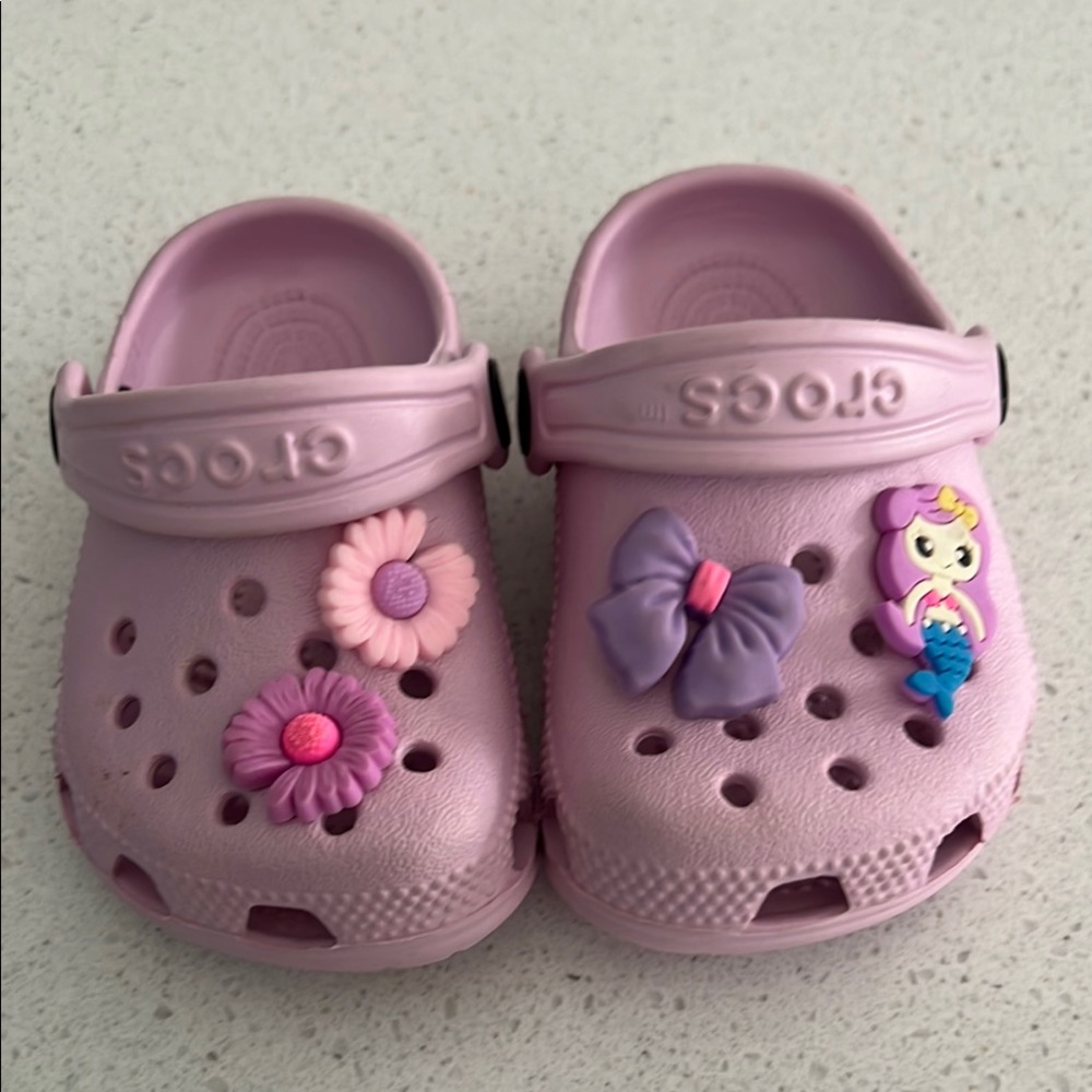 Crocs Kids Pink Clogs with Fun Charms